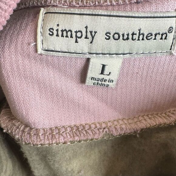 Simply Southern khaki and pink courdoroy and fleece pullover size large NWT - Picture 7 of 8